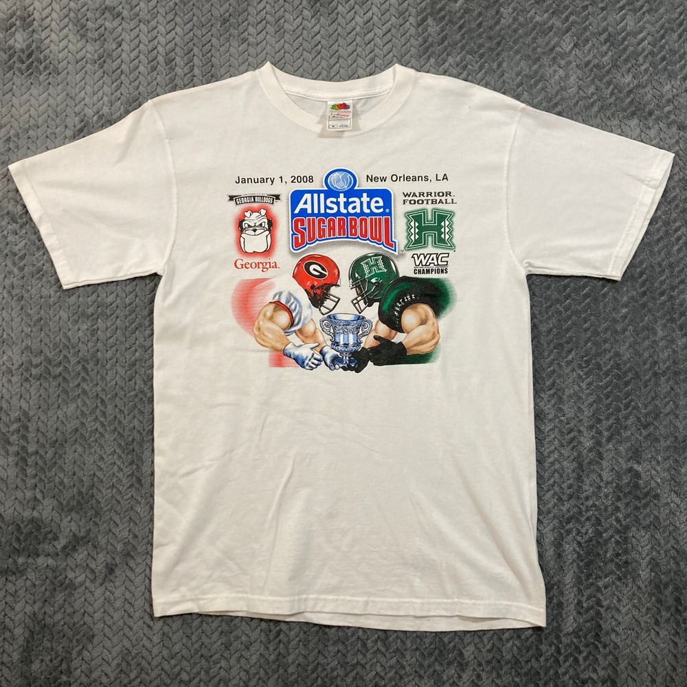 Fruit of the Loom T-Shirt Mens M Lofteez White 2008 Sugar Bowl NCAA Football